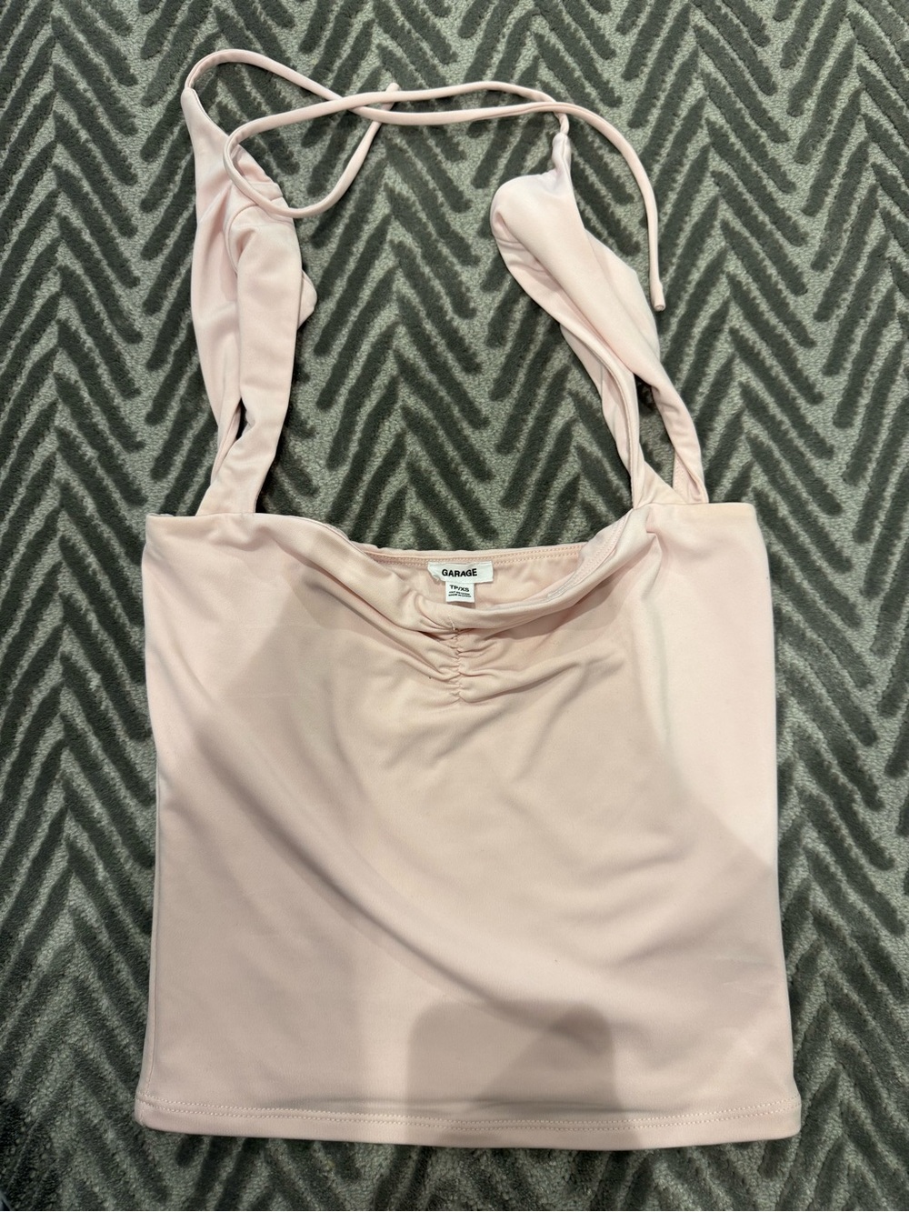 Garage Light Pink Ruched Front Tank - Picture 1 of 4
